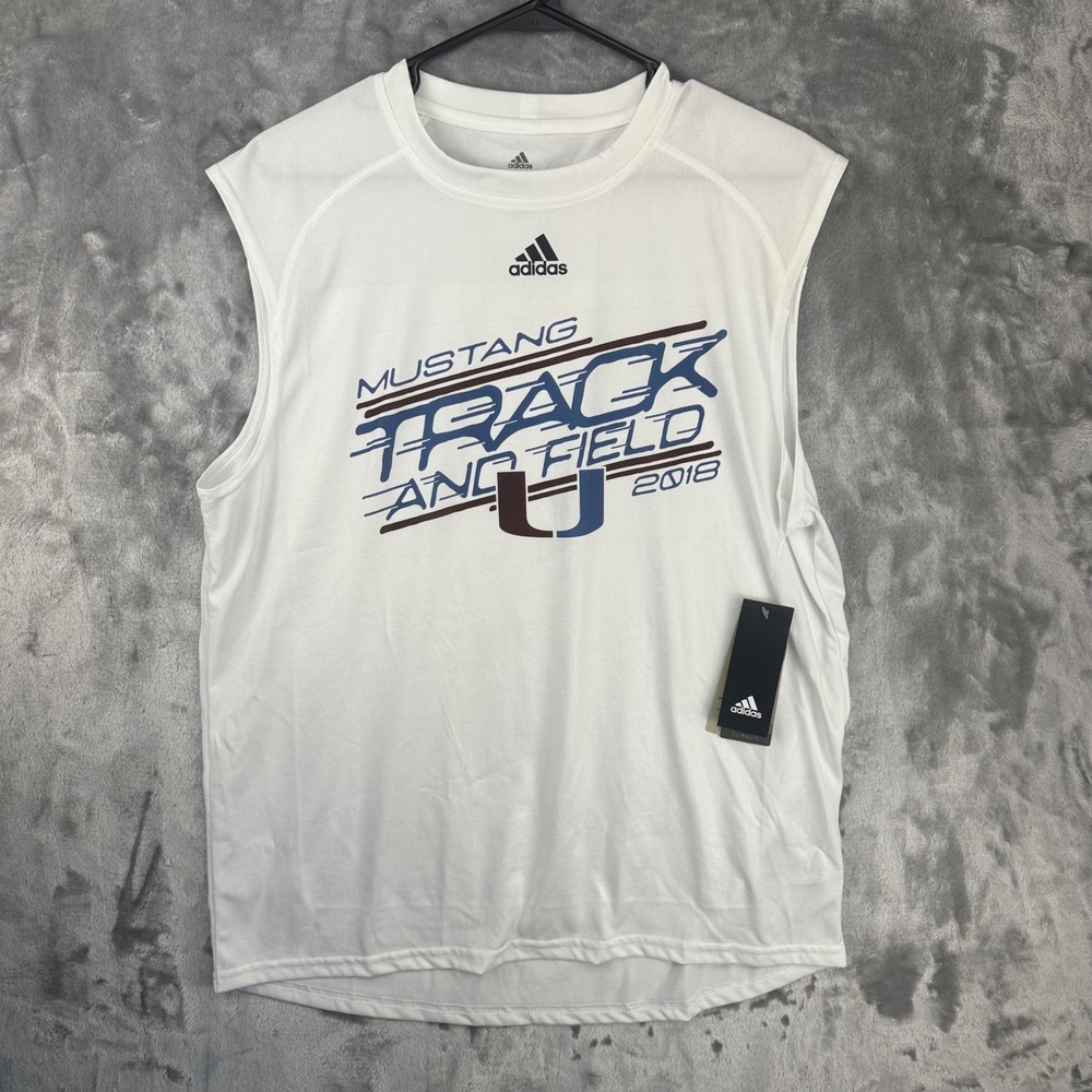 Adidas Mens Mustang Track and Field 2018 Climalite Tank Top White Small 2817A